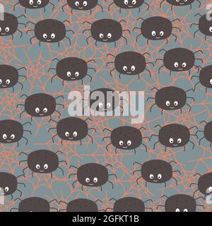 Halloween seamless pattern for design Halloween symbols spider, spider web, cartoon boo style. Digital paper Stock Vector