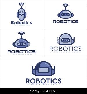 Set icon robot flat style vector logo design Stock Vector