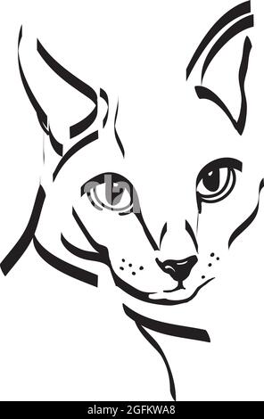 Cat portrait images in minimalist style, simple line, The face of a black cat, vector the image of a cat face, cat, portrait Stock Vector