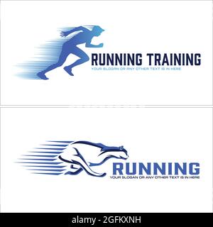 Sport coaching running logo design Stock Vector