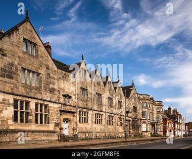 UK, England, Derbyshire, Ashbourne, Church Street, old Queen Elizabeth’s Grammar School founded in 1585 Stock Photo