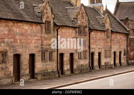 UK, England, Derbyshire, Ashbourne, Church Street, 1640 Owlfields Almshouses Stock Photo