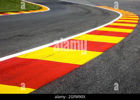 Liege, Belgium. August 26 2021: illustration, track, kerb, vibreur, during the Formula 1 Belgium Grand Prix, 12th round of the 2021 FIA Formula One World Championship from August 27 to 29, 2021 on the Circuit de Spa-Francorchamps, in Stavelot, near Liege, Belgium - Photo Antonin Vincent/DPPI Credit: Independent Photo Agency/Alamy Live News Stock Photo