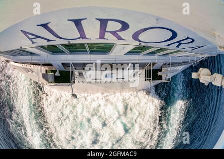 Aurora is a Southampton-based cruise ship operated by Carnival Corporation's P&O Cruises brand. Stock Photo