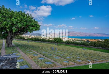 German Military War Cemetery, located in olive groves at Maleme close to Chania (Xania) on the island of Crete, Greece Stock Photo