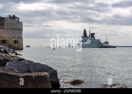 HMS Dragon (D35) is one of six Type 45 destroyers operated by the Royal Navy. Stock Photo