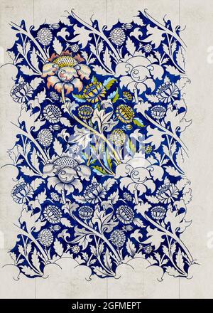 Watercolour for Printed Fabric Design: Wey (1882-1883) by William Morris. Stock Photo