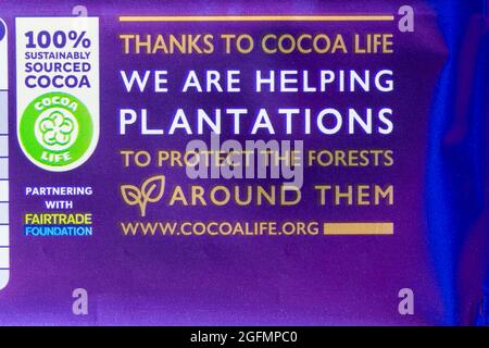 Cadbury’s 100% Sustainably Sourced Cocoa & Cocoa Life Logo Stock Photo ...