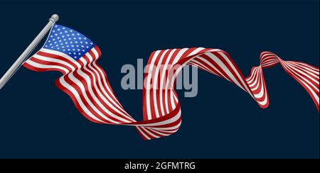 American Flag Engraved Vintage Woodcut Style Stock Vector