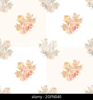 Vector seamless watercolor pattern maple leaf element. Silhouette with nature background. EPS 8 Stock Vector