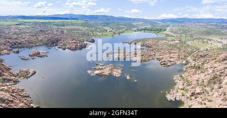 Aerial view of Watson Lake in Prescott Arizona Stock Photo