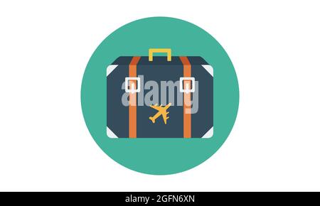 Travel luggage suitcase icon. Color illustration. Contour symbol. Stock Vector