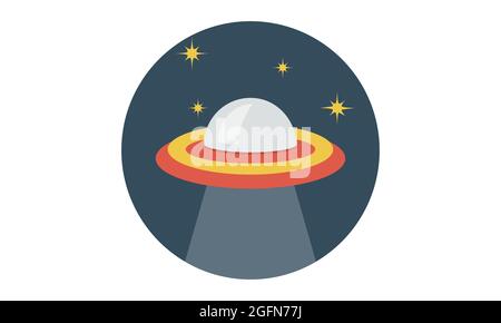 Simple ufo icon spaceship alien symbol and sign vector illustration. Stock Vector