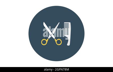 Barber icon vector logo, illustration, vector sign symbol for design. The scissors and comb icon. Barbershop symbol. Beauty salon concept. Stock Vector