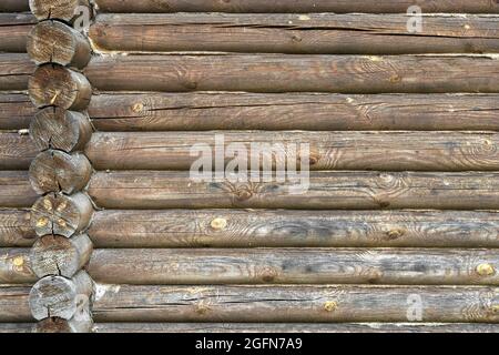 Wooden background. Old wooden wall of a rustic house with texture. High quality photo Stock Photo