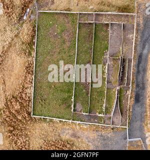 top down view of empty sheep pens on the isle of skye Stock Photo