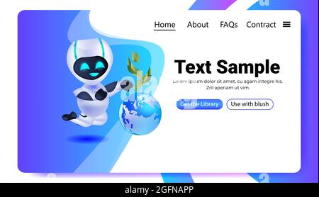 robot cyborg holding earth globe save planet artificial intelligence technology concept Stock Vector