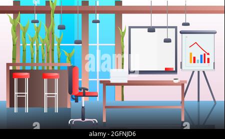 modern office interior empty no people cabinet room with furniture Stock Vector