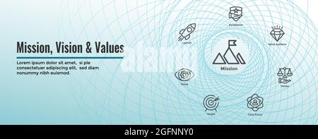 Mission Vision and Values Web Header & Icon Set Stock Vector