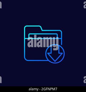 download folder line icon, vector Stock Vector