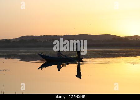 Sunset over the nile in aswan Stock Photo