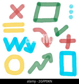 Marker highlight elements collection. Set of highlighter simbols, shapes and arrows vector illustration. Isolated on white background Stock Vector
