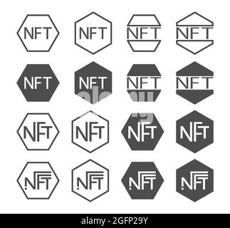 set of NFT token icons on a white background. Cryptocurrency for the purchase of crypto art. Scalable vector illustration Stock Vector