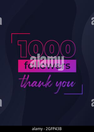 1000 followers vector. Greeting social card thank you followers ...