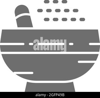 Pestle and mortar, spice grey icon. Isolated on white background Stock Vector