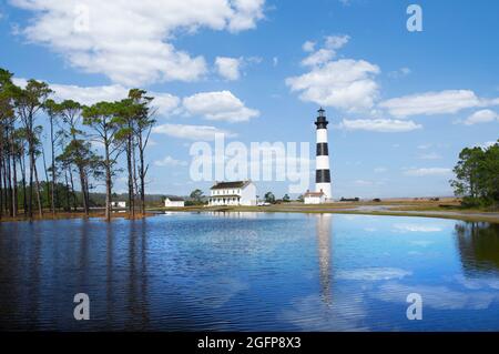 Bodie Island Lighthouse built 1872 ,165 high, located in Cape Hatteras National Seashore on the Outer Banks of North Carolina Stock Photo