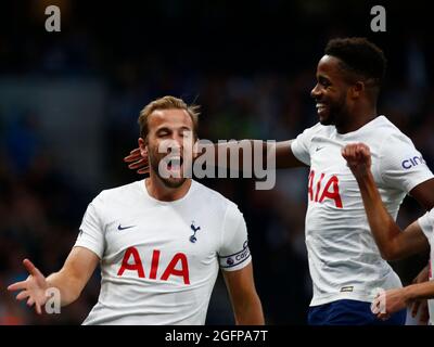 London, UK. 26th Aug, 2021. London, England - AUGUST 26:Tottenham Hotspur's Harry Kane celebrates his goalduring Europa Conference League Qualifying Play-Offs 2nd Leg between Tottenham Hotspur and Pacos de Ferreira at Tottenham Hotspur stadium, London, England on 26th August 2021 Credit: Action Foto Sport/Alamy Live News Stock Photo