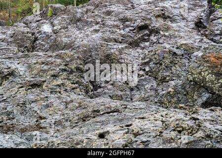 Rocks of extinct ancient paleo-volcano Girvas in Karelia, Russia Stock ...