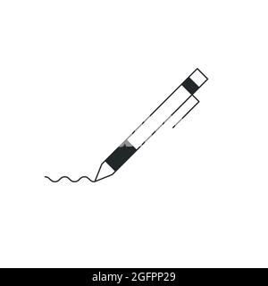 pen icon writing on paper, signature sign or symbol. Stock Vector illustration isolated on white background.  Stock Vector