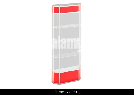 Tower Display Case with Shelves, 3D rendering isolated on white background Stock Photo