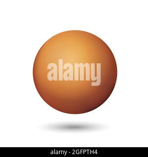 Glass orange ball or precious pearl. Glossy realistic ball, 3D abstract vector illustration highlighted on a white background. Big metal bubble with Stock Vector