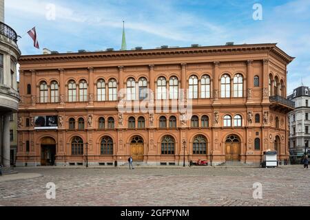 Riga, Latvia. 22 August 2021.  Outdoor view of  the Art Museum RIGA STOCK EXCHANGE building in the city center Stock Photo