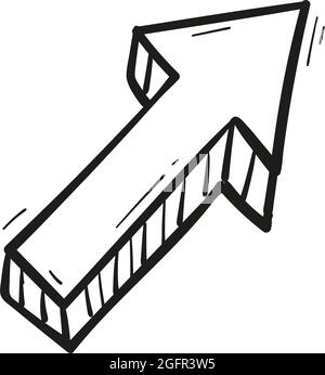 Hand drawn up arrow icon in doodle style isolated. Stock Vector