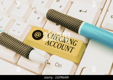 Writing displaying text Checking Account. Business concept bank account that allows you easy access to your money Typist Creating Company Documents Stock Photo