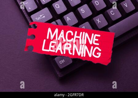 Handwriting text Machine Learning. Word for scientific study of algorithms and statistical models Typing Employment Agreement Sample, Transcribing Stock Photo