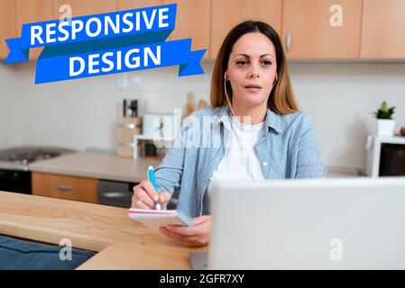 Sign displaying Responsive Design. Word Written on web page creation that makes use of flexible layouts Abstract Working At Home Ideas, Interior Stock Photo