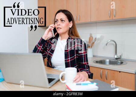 Handwriting text Video Advertising. Conceptual photo encompasses online display advertisements that have video Sharing Experience Through Video Stock Photo