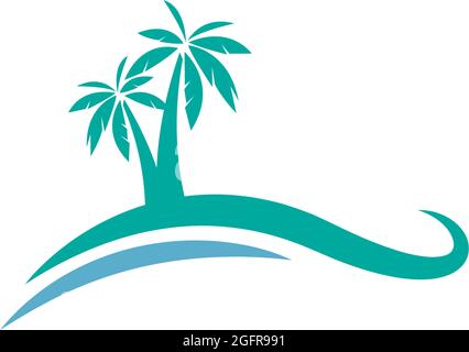 Wave and sun logo icon design template Stock Vector