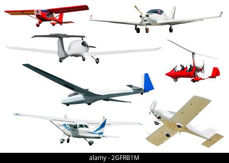 Collage of different modern airplanes Stock Photo