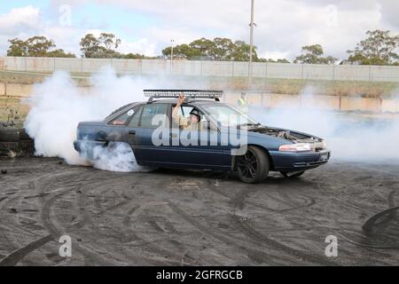 Heathcote Park Burnouts, Heathcote Park Raceway, Victoria, Australia Stock Photo