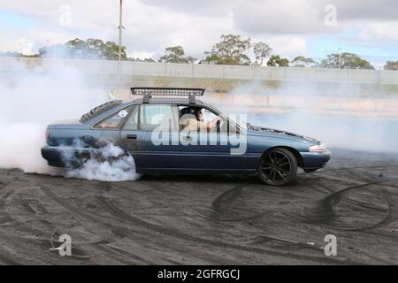 Heathcote Park Burnouts, Heathcote Park Raceway, Victoria, Australia Stock Photo