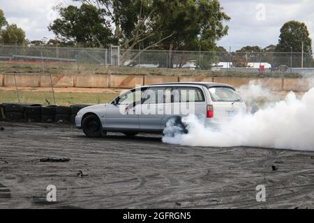 Heathcote Park Burnouts, Heathcote Park Raceway, Victoria, Australia Stock Photo