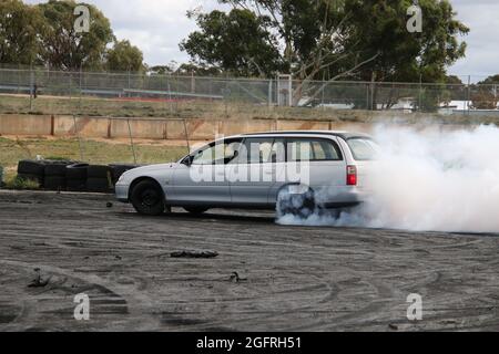 Heathcote Park Burnouts, Heathcote Park Raceway, Victoria, Australia Stock Photo