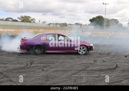 Heathcote Park Burnouts, Heathcote Park Raceway, Victoria, Australia Stock Photo