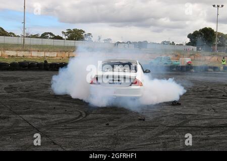 Heathcote Park Burnouts, Heathcote Park Raceway, Victoria, Australia Stock Photo