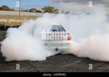 Heathcote Park Burnouts, Heathcote Park Raceway, Victoria, Australia Stock Photo